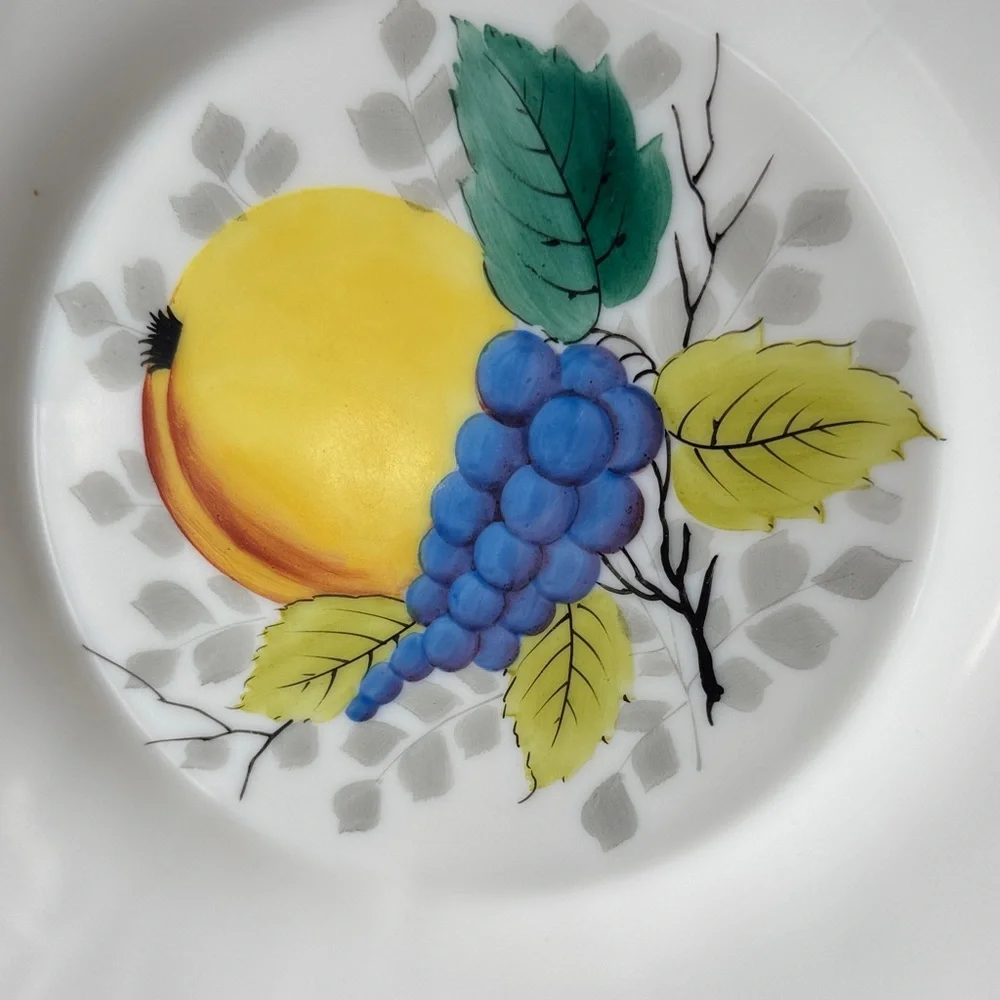 Vintage Westmoreland Beaded Edge Torte Plate with Grapes, Peach & Zodiac 0n Back